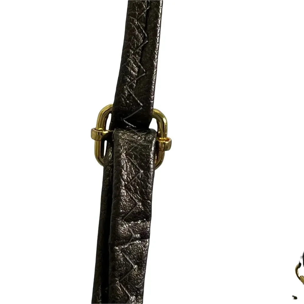 Women's Metallic‎ Brown Faux Leather Crossbody Bag Adjustable Strap Boho